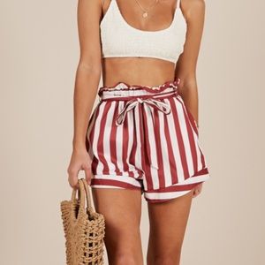 Showpo Summer Tide Shorts chilli stripe — US 8